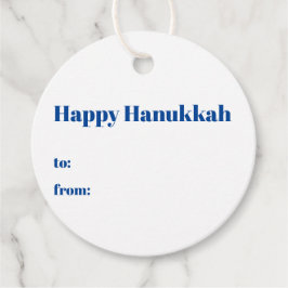 Etiquetas Para Recuerdos Feliz Hanukkah con franjas de oro azules de la mod