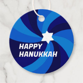 Etiquetas Para Recuerdos FELIZ HANUKKAH Estrella moderna de Swirl de David 