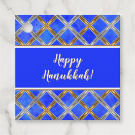Etiquetas Para Recuerdos Feliz Hanukkah Gold, Silver y White Laces