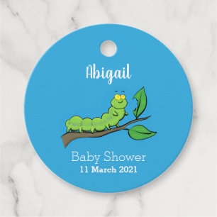 Etiquetas Para Recuerdos Feliz ilustracion personalizado de oruga verde
