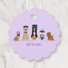 Etiquetas Para Recuerdos Feliz morado de perros de Halloween