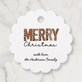 Etiquetas Para Recuerdos "Feliz Navidad" Bloque de color moderno Leopard Bo