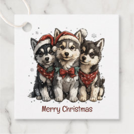 Etiquetas Para Recuerdos Feliz Navidad Husky Dogs