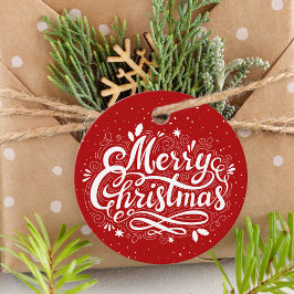 Etiquetas Para Recuerdos Feliz Navidad Personalizado rojo y blanco