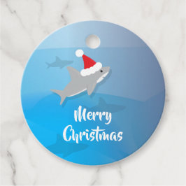 Etiquetas Para Recuerdos Feliz Navidad Santa Hat lindo Día del Tiburón