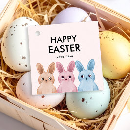 Etiquetas Para Recuerdos Feliz Pascua con tres adorables conejitos de bebé