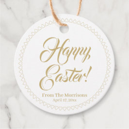 Etiquetas Para Recuerdos Feliz personalizado de oro de Pascua escritura de