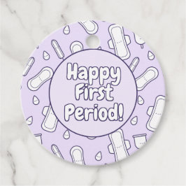 Etiquetas Para Recuerdos Feliz primer periodo Fiesta Purple Cute Tampon Pad