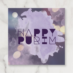 Etiquetas Para Recuerdos FELIZ PURIM en morado