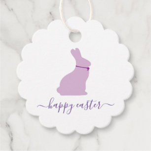 Etiquetas Para Recuerdos Feliz regalo de Pascua con conejo de Pascua Morado