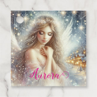 Etiquetas Para Recuerdos Festive Girly Watercolor Ethereal Frost Snow Angel