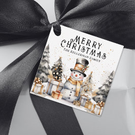 Etiquetas Para Recuerdos Festividad de invierno blanco negro Feliz Navidad