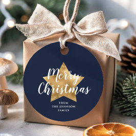 Etiquetas Para Recuerdos Festividad navideña azul de la marina