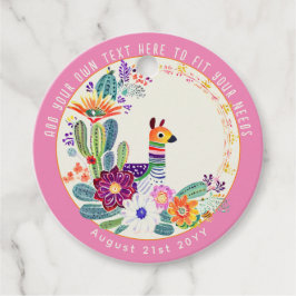 Etiquetas Para Recuerdos FIESTA Cactus Llama FolkFlowers Rosa Personalizado