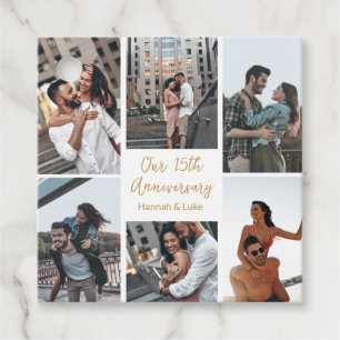 Etiquetas Para Recuerdos Fiesta de aniversario de Collage de fotos de parej