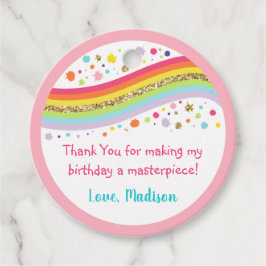 Etiquetas Para Recuerdos Fiesta de arte arcoiris dorado Cumpleaños Gracias