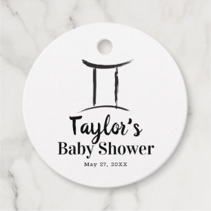 Etiquetas Para Recuerdos Fiesta de Baby Shower de Gemelos astrología signo