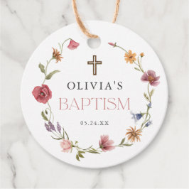 Etiquetas Para Recuerdos Fiesta de bautismo Chica floral de primavera de fl