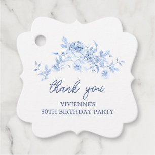 Etiquetas Para Recuerdos Fiesta de cumpleaños 80 Dusty Blue Rosa Floral Per
