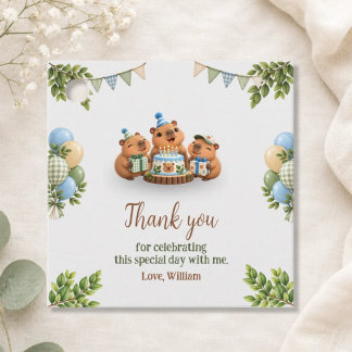 Etiquetas Para Recuerdos Fiesta de Cumpleaños de Capybara Capy Chico Kawaii