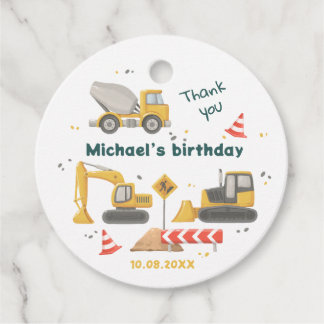 Etiquetas Para Recuerdos Fiesta de cumpleaños de construcción con acuarela