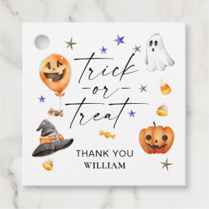Etiquetas Para Recuerdos Fiesta de cumpleaños de Halloween con trucos o tru