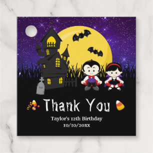 Etiquetas Para Recuerdos Fiesta de cumpleaños de Halloween Vampis Purple