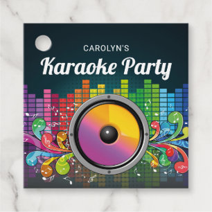 Etiquetas Para Recuerdos Fiesta de cumpleaños de karaoke de música colorida