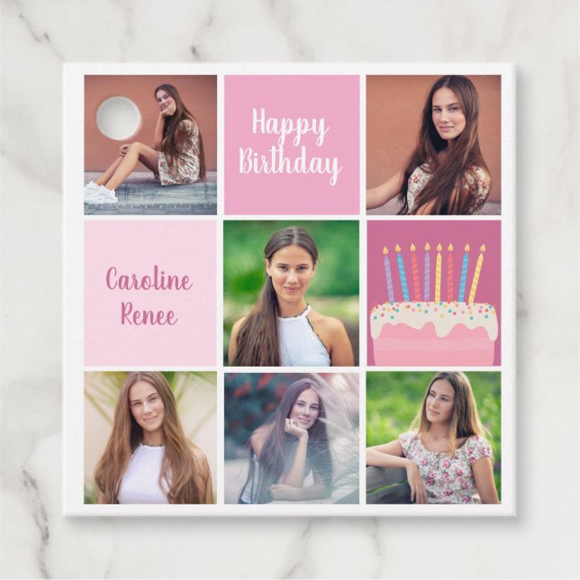 Etiquetas Para Recuerdos Fiesta de cumpleaños de la Personalizado de Collag (Anverso)