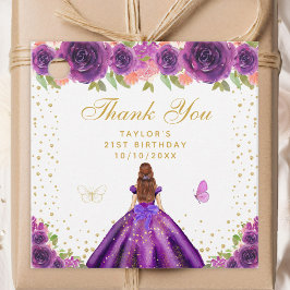 Etiquetas Para Recuerdos Fiesta de cumpleaños de la Princesa Morada Floral 