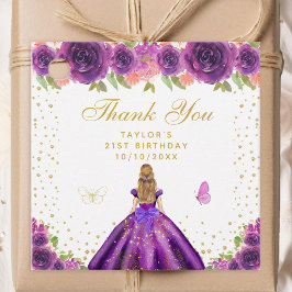 Etiquetas Para Recuerdos Fiesta de cumpleaños de la Princesa Morada Floral 