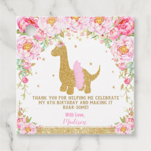 Etiquetas Para Recuerdos Fiesta de cumpleaños de los dinosaurios florales g