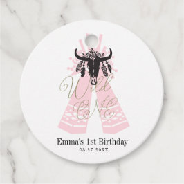 Etiquetas Para Recuerdos Fiesta de cumpleaños de niñas Pink & Black Boho Wi