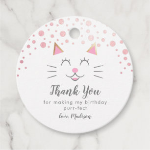 Etiquetas Para Recuerdos Fiesta de cumpleaños de oro rosado para gato Kitty