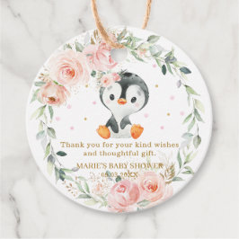 Etiquetas Para Recuerdos Fiesta de cumpleaños de Penguin Rubor Floral Baby 