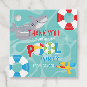 Etiquetas Para Recuerdos Fiesta de cumpleaños de tiburón de piscina de niño