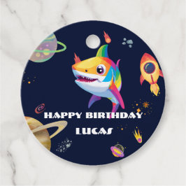 Etiquetas Para Recuerdos Fiesta de cumpleaños del tiburón de la galaxia del