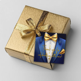 Etiquetas Para Recuerdos Fiesta de cumpleaños Mens Blue Gold