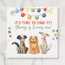 Etiquetas Para Recuerdos Fiesta de cumpleaños número uno de perro con acuar