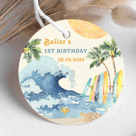 Etiquetas Para Recuerdos Fiesta de cumpleaños para el surf en la playa