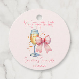 Etiquetas Para Recuerdos Fiesta de Despedida de Soltera con Lazo Rosa Coque
