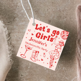 Etiquetas Para Recuerdos Fiesta de Despedida de Soltera Disco Vaquera Roja 