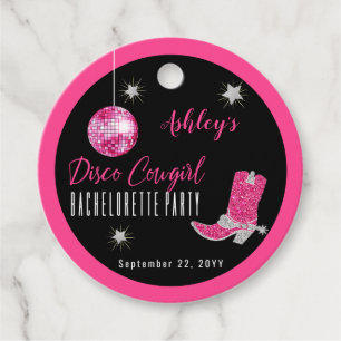 Etiquetas Para Recuerdos Fiesta de Despedida de Soltera Disco Vaquera Rosa