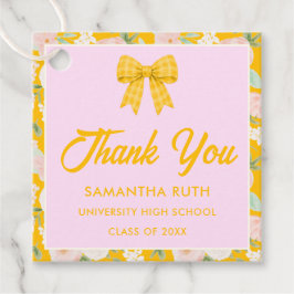 Etiquetas Para Recuerdos Fiesta de Graduación con Lazo de Gingham Amarillo