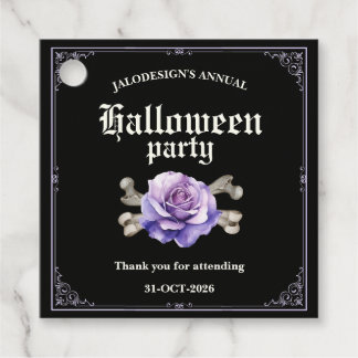 Etiquetas Para Recuerdos Fiesta de Halloween Rosa Púrpura Negra Elegante Vi