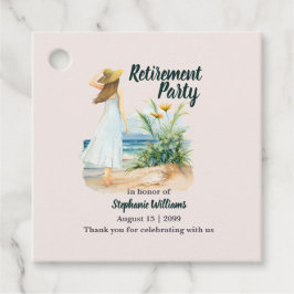 Etiquetas Para Recuerdos Fiesta de Jubilación Temática de Flores y Playa de