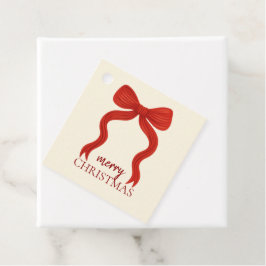 Etiquetas Para Recuerdos Fiesta de Navidad con Lazo Rojo Elegante - 