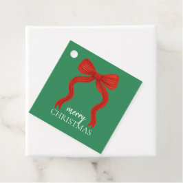 Etiquetas Para Recuerdos Fiesta de Navidad con Lazo Rojo Elegante - 