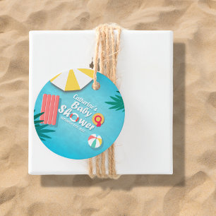 Etiquetas Para Recuerdos Fiesta de piscina tropical Baby Shower verano