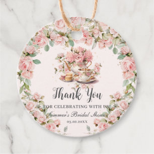 Etiquetas Para Recuerdos Fiesta de té alto floral rosa vintage para despedi